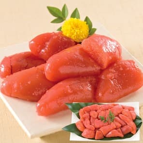 皿に盛りつけた美味しそうな たらこ（無選別切れ子)